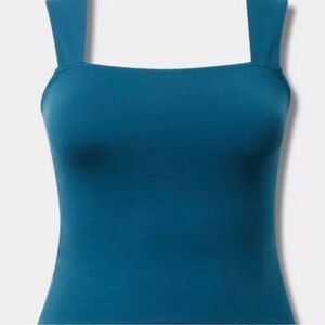 torrid Teal Square-Neck Tank with Wide Straps